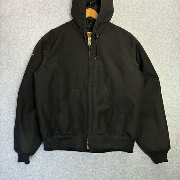 Carhartt Jacket Men’s M Black Duck Quilted Lined Workwear Hooded Heavy Duty - Picture 1 of 9